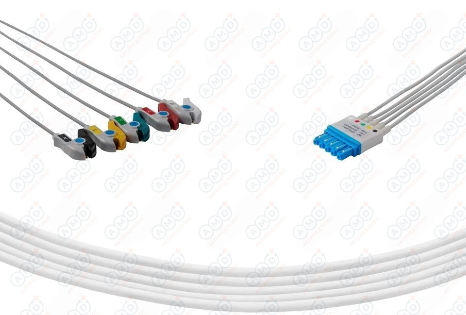 HPA5-90P-I Кабель пациента ЭКГ, Philips, пятиэлектродный отведения (I,II,III, aVR, aVL), тип прищепка , HPA5-90P-I_01